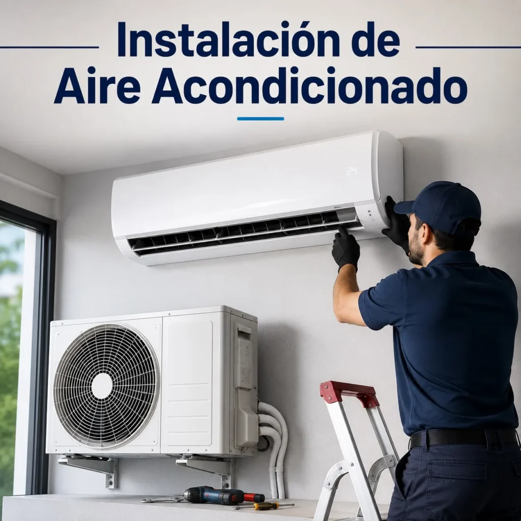 Técnico de Climatizamos instalando un equipo split